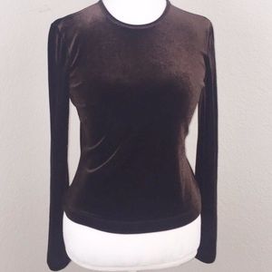 Linda Allard Ellen Tracy Vintage Brown Velvet Top